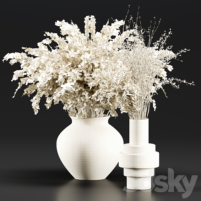 Bouquet Collection 14 - Decorative Branches in Concrete Vases 3dsky