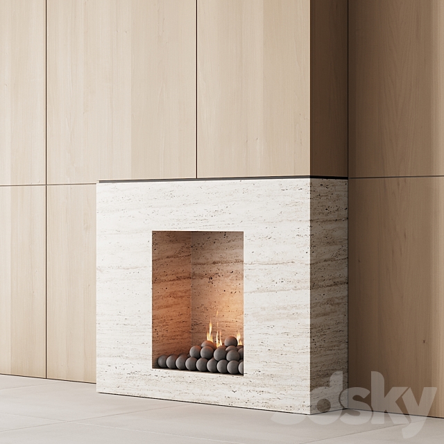 159 fireplace decorative wall kit 05 minimal wood travertine 00 3DSMax File - thumbnail 2