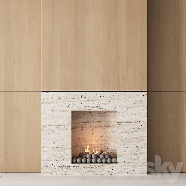 159 fireplace decorative wall kit 05 minimal wood travertine 00 3DSMax File - thumbnail 5