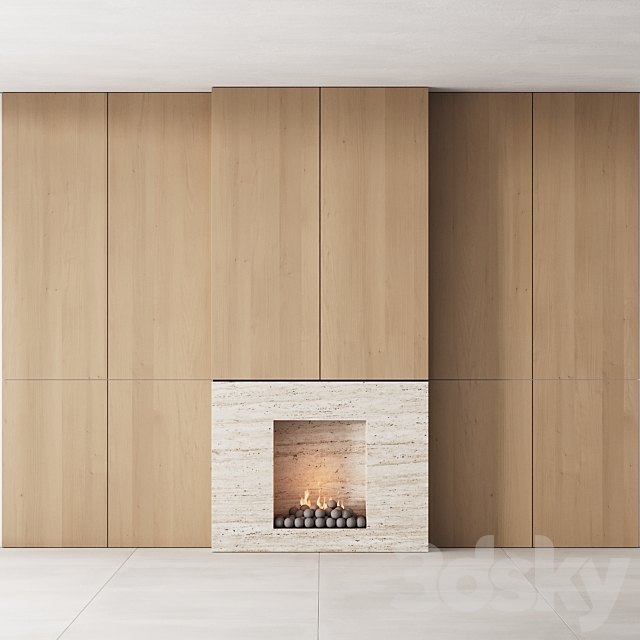 159 fireplace decorative wall kit 05 minimal wood travertine 00 3DSMax File - thumbnail 6