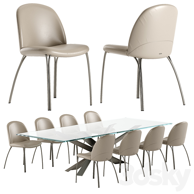 Cattelan Italia Lancer table Holly chair set 3DSMax File - thumbnail 1