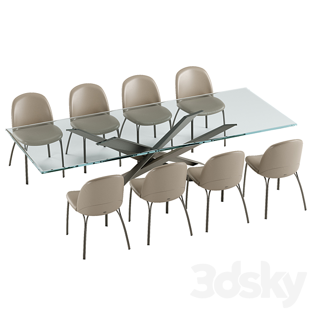 Cattelan Italia Lancer table Holly chair set 3DSMax File - thumbnail 2
