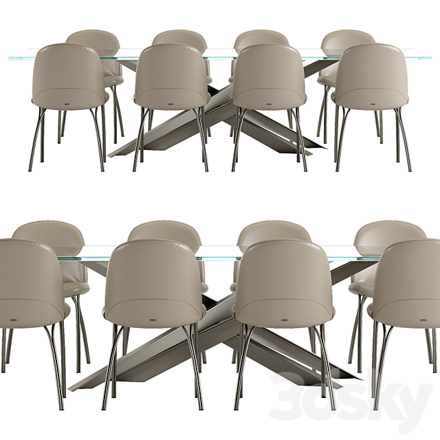 Cattelan Italia Lancer table Holly chair set 3DSMax File - thumbnail 3