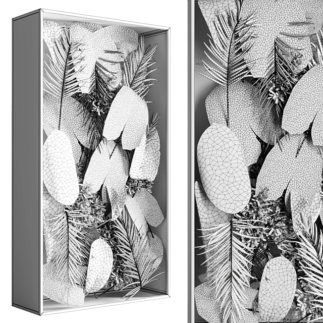 light box with tropical leaf garden in frame glass Smoked 01 3dsky