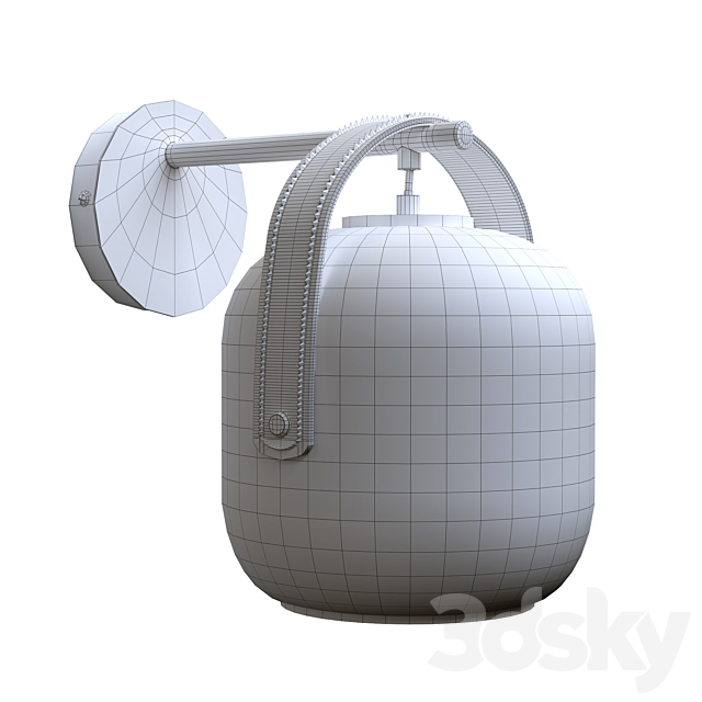 Wall lamp in metal and frosted glass. Kasito 3d