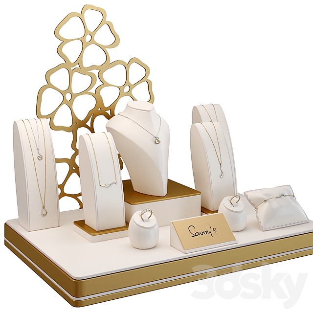 Jewelry showcase for a store. Jewelry stand. Display 3d