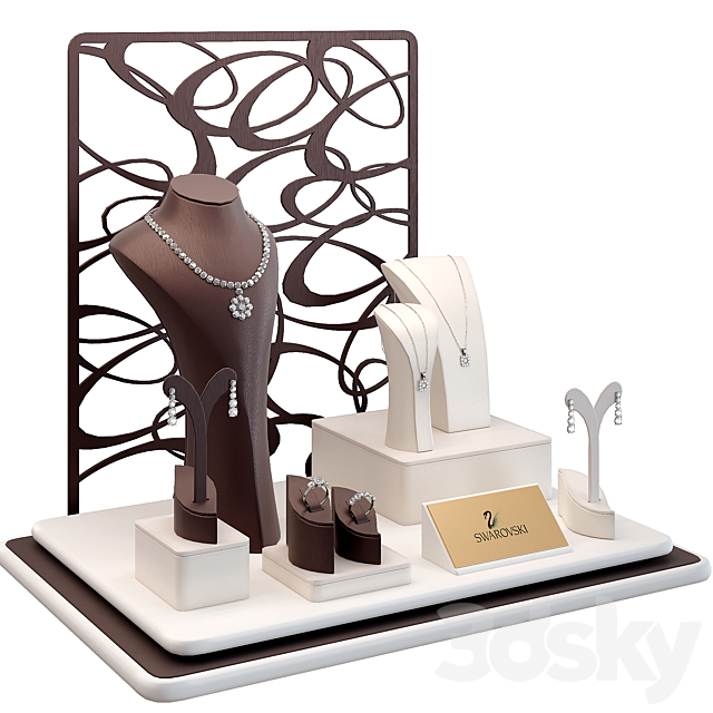 Jewelry showcase for a store. Jewelry stand. Display 3dsky