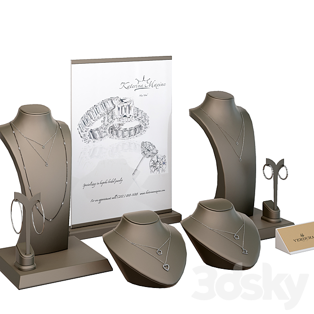 Jewelry showcase for a store. Jewelry stand. Display 3dskyfree