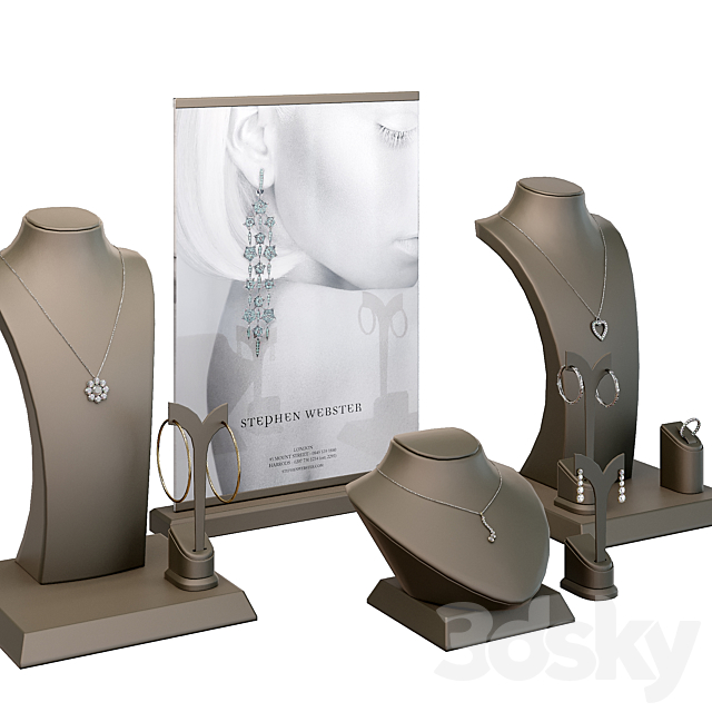 Jewelry showcase for a store. Jewelry stand. Display 3dmodel