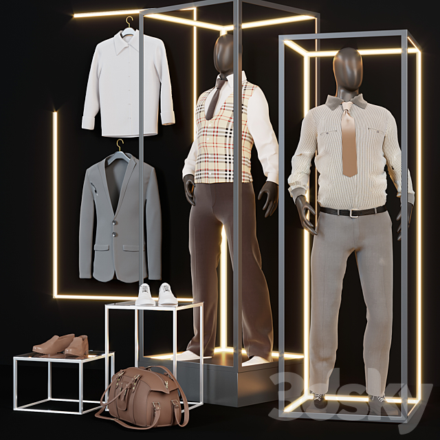 Clothing store showcase 3 3d