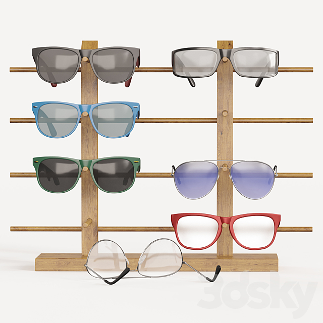 Sunglasses stand with glasses 3dsky