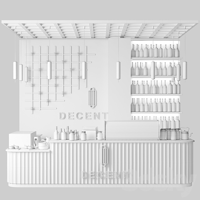 Design project of a coffee shop with a mini bar and wine. coffee point 3d