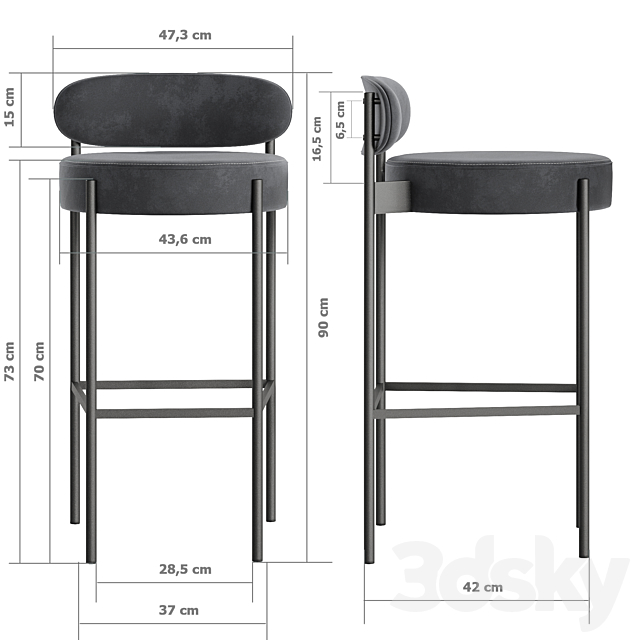 Bar stool Stool 4 Aura 3DSMax File - thumbnail 4