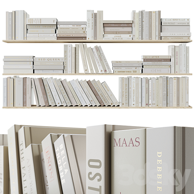 A set of books Books dark beige_1 3DSMax File - thumbnail 1