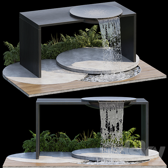 Landscape Furniture with Fountain – Architect Element 09 3DSMax File - thumbnail 1