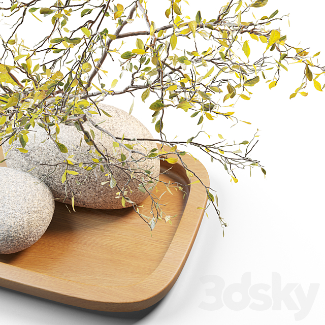 Plum branch in a stone vase 3dskyfree