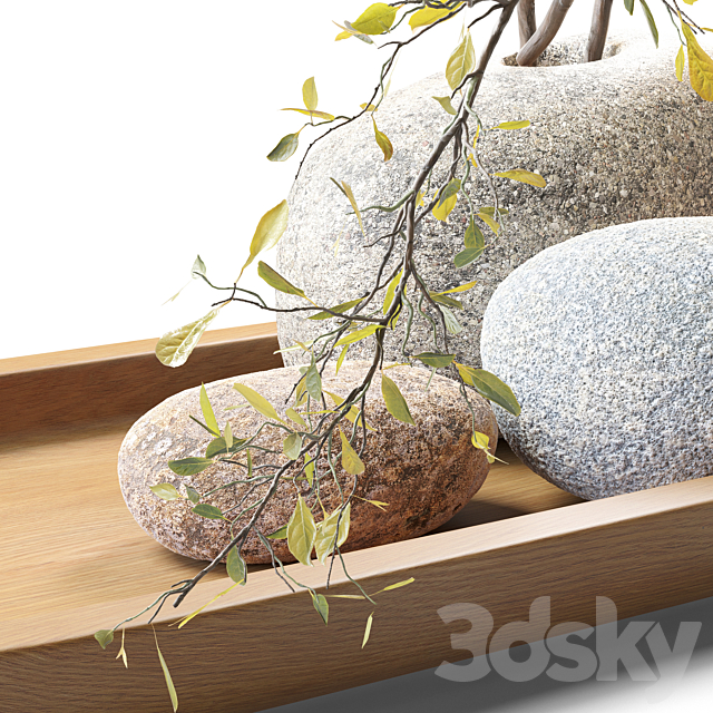 Plum branch in a stone vase 3dmodel
