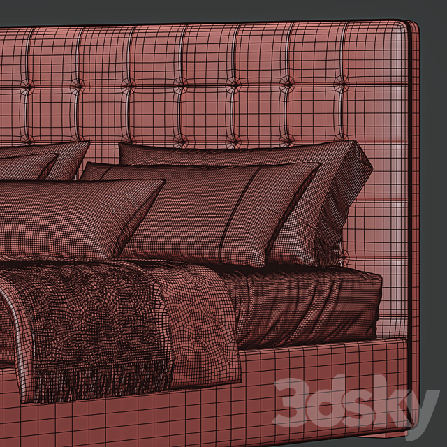 Emmett Bed Wood Legs 3d