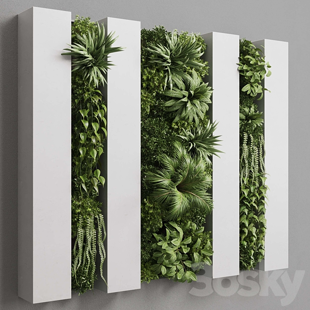 Vertical graden wall decor box – plants set partition 36 3DSMax File - thumbnail 3
