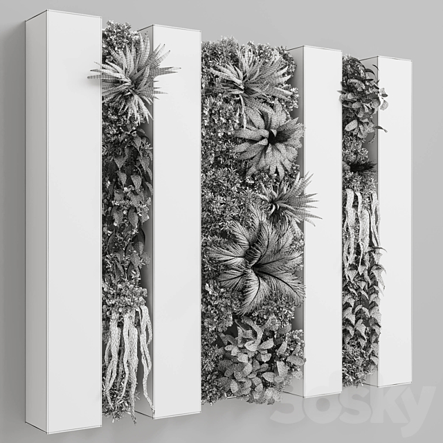 Vertical graden wall decor box – plants set partition 36 3DSMax File - thumbnail 6