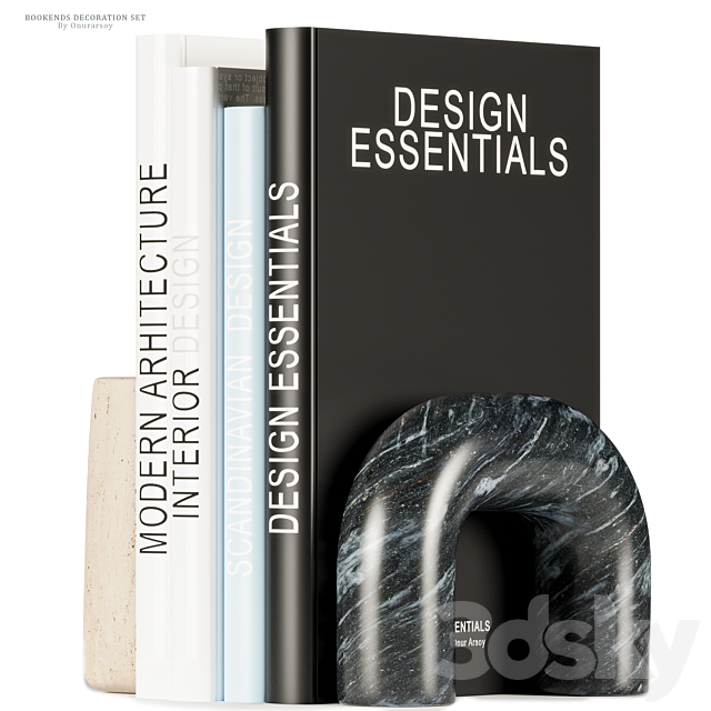 Issac Nesting Travertine and Marble Bookends Decoration 3DSMax File - thumbnail 3