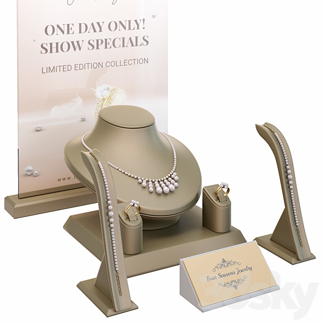 Jewelry showcase for a store 3. Jewelry stand. Display 3dskyfree