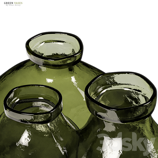 Zara Home – Green Glass Vases with Plants 3DSMax File - thumbnail 2