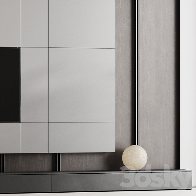 TV wall 08 3DS Max Model - thumbnail 3