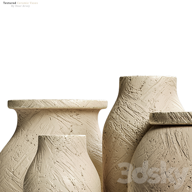 Zara Home – Textured Ceramic Vase Set 3DSMax File - thumbnail 2