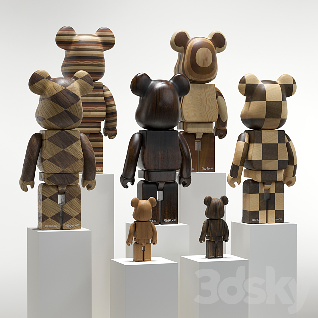 Bearbrick _ Karimoku (Wood set) 3DSMax File - thumbnail 4
