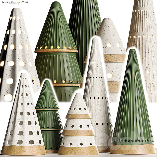 Crate & barrel - LED Ceramic Christmas Trees Decoration Set 3dsky