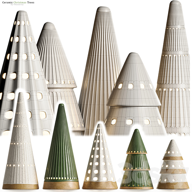 Crate & barrel - LED Ceramic Christmas Trees Decoration Set 3dskyfree
