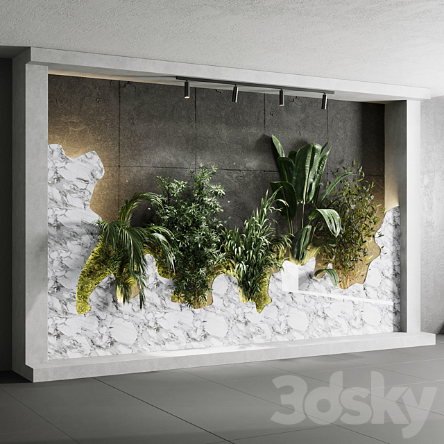 Vertical Wall Garden With concrete frame – wall decor houseplants indoor 02 3DSMax File - thumbnail 2