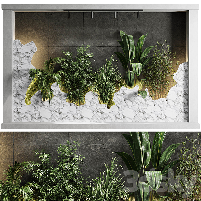 Vertical Wall Garden With concrete frame – wall decor houseplants indoor 02 3DSMax File - thumbnail 3