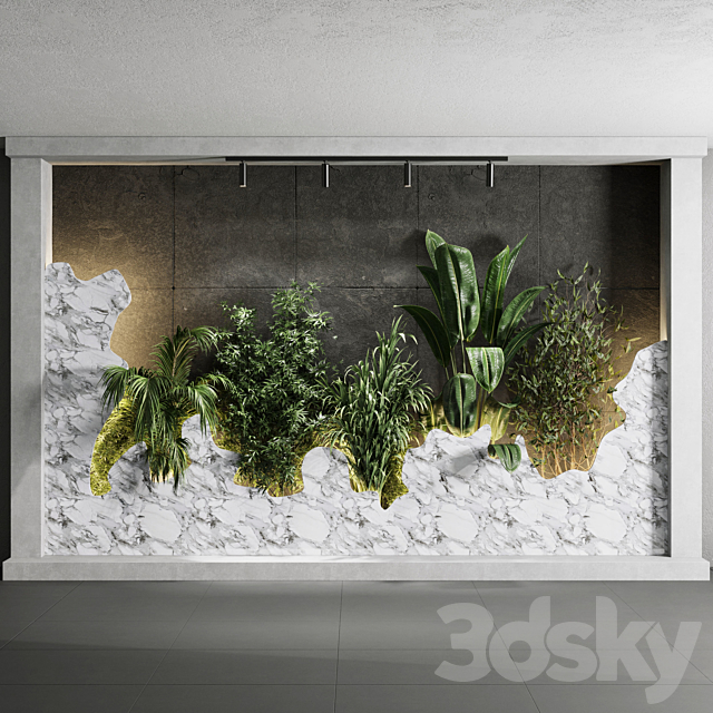 Vertical Wall Garden With concrete frame – wall decor houseplants indoor 02 3DSMax File - thumbnail 4