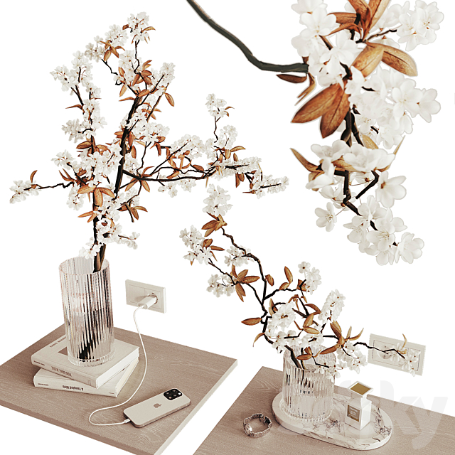 Decorative set on bedside table 1 3d