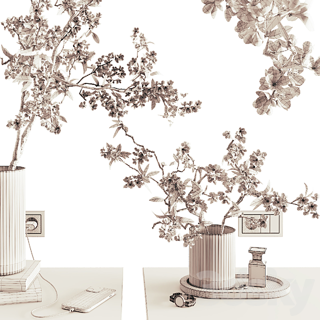 Decorative set on bedside table 1 3dsky