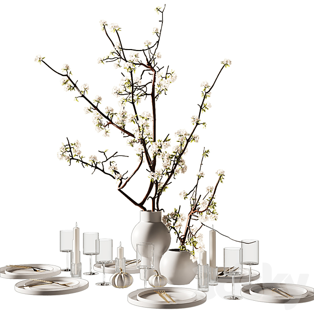 table setting modern style 3d