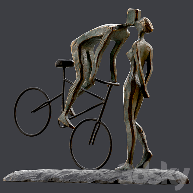 Cyclist In Love Handmade Statue Home Decor Art 3DSMax File - thumbnail 1