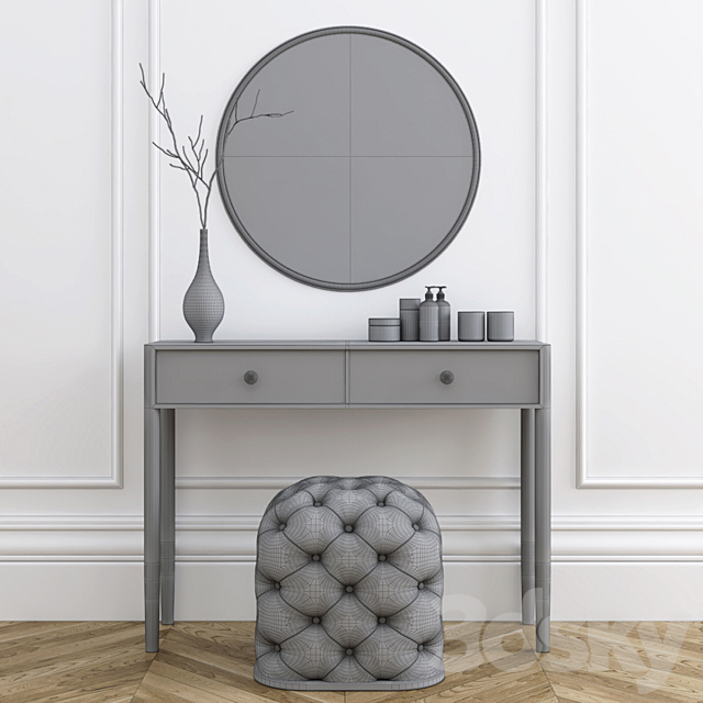 Dressing table with pouf 3DSMax File - thumbnail 3
