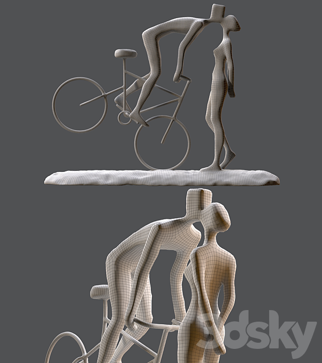 Cyclist In Love Handmade Statue Home Decor Art 3DSMax File - thumbnail 7