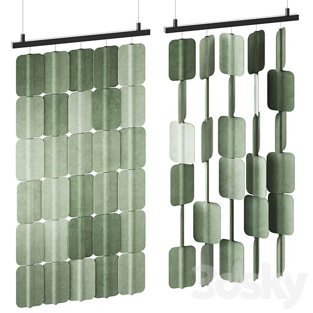 Patch PA H006 x5 Hanging Acoustic Divider by True Design _ Acoustic Divider 3d