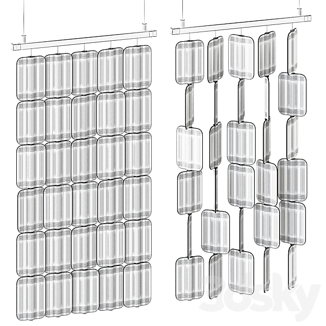 Patch PA H006 x5 Hanging Acoustic Divider by True Design _ Acoustic Divider 3dsky