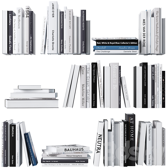 Set of books in gray tones 3dskyfree