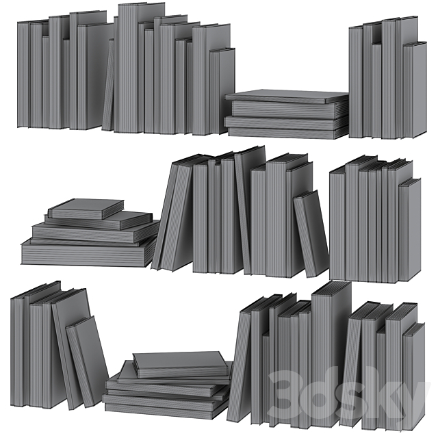 Set of books in gray tones 3dmodel