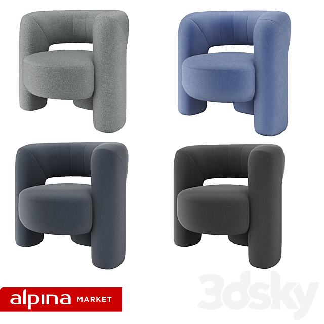 OM Armchair Zampa 3DS Max Model - thumbnail 4