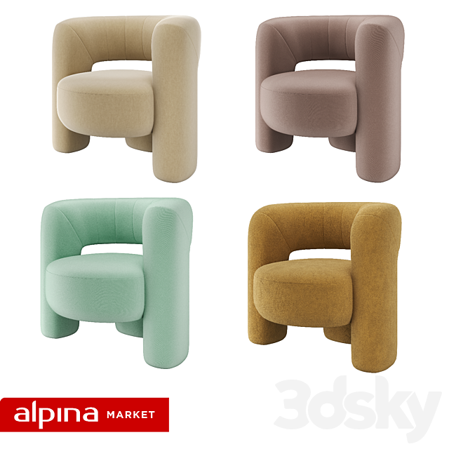 OM Armchair Zampa 3DS Max Model - thumbnail 5