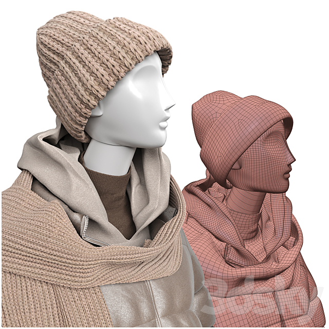 Set of outerwear on mannequins 3dskyfree
