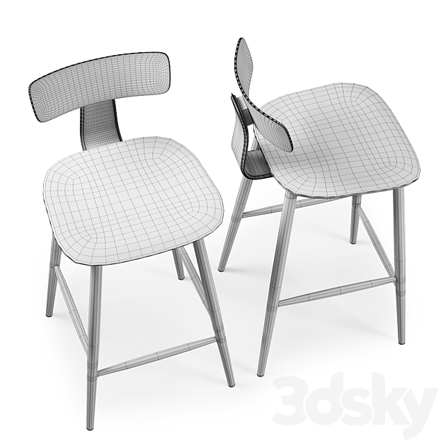 Stool Group Semi-bar chair ANT 3DSMax File - thumbnail 6