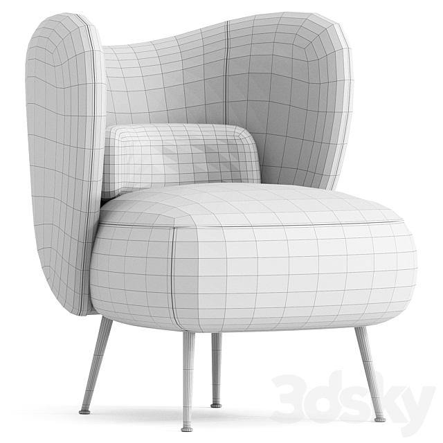 Frankie-James Upholstered Barrel Chair 3DSMax File - thumbnail 4